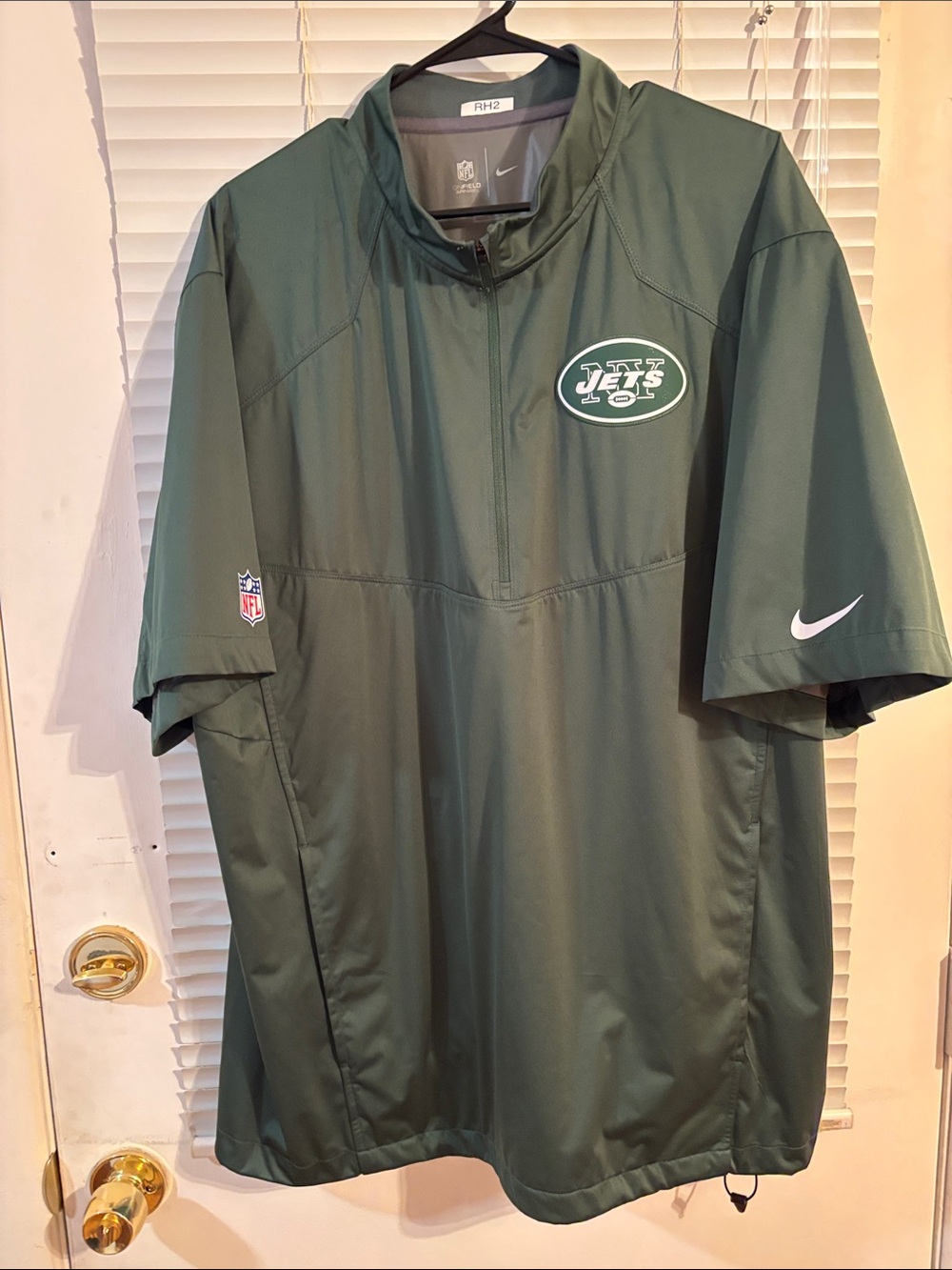 New York Jets Mens Nike NFL pullover Rain Jacket on field apparel Green Sz XL